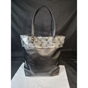 ThinkGeek D20 D&D Large Black Tote Bag Faux Leather Dungeons and Dragons